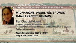 Conférence inaugurale Des promotions de licences d'histoire Migrations, mobilités et droit Dans l'empire romain / 2026