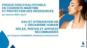 Eau potable, de la source au robinet, hydratation de l'organisme humain