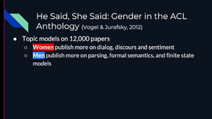 Women in NLP. Is there a gender gap we need to address ?